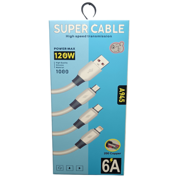 کابل شارژ تایپ سی Super Cable 120W مدل A945